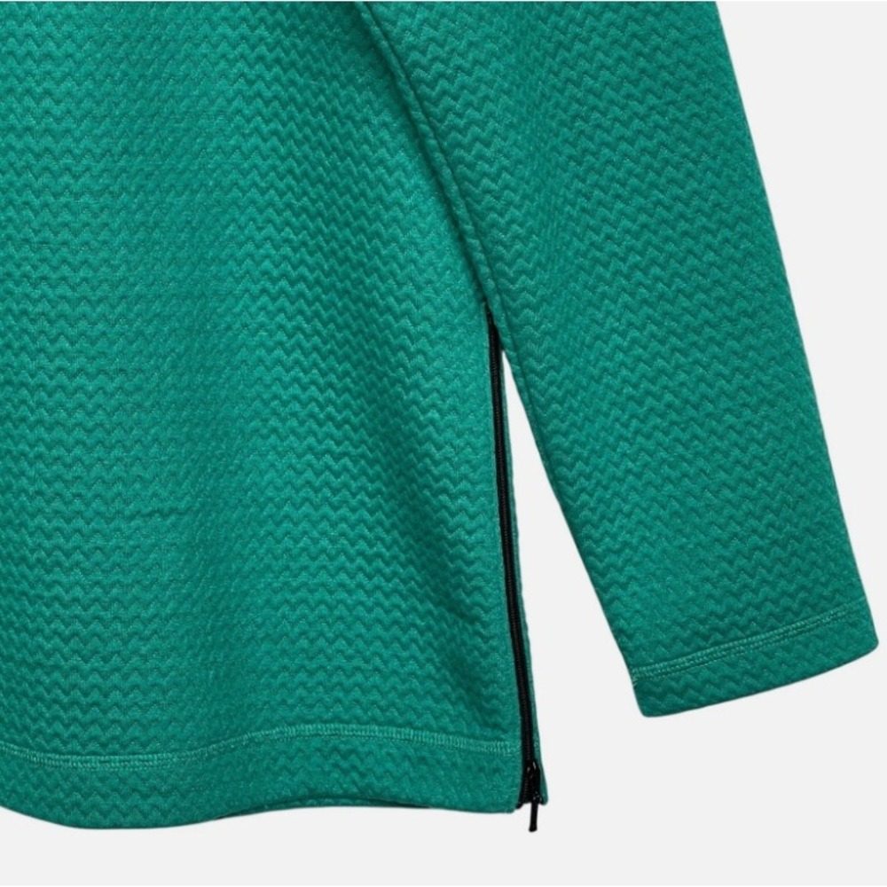 T by Talbots Womens Emerald Green Quilted Chevron Side Zip Top Pullover Large - Picture 8 of 10